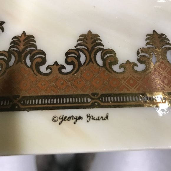 Vintage Georges Briard MCM Slag Glass Plate Polygon - Picture 2 of 6